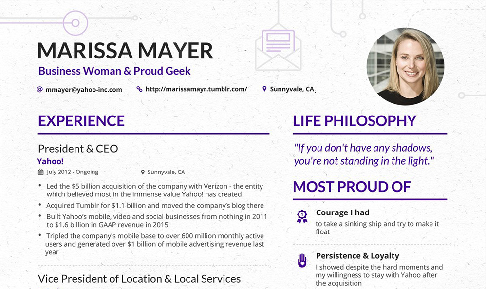make your content look as good as this cv from yahoo u2019s ceo
