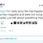 NME's cover star Stormzy reacted with fury - saying he had no idea he was to be the cover star of the latest issue, talking about depression